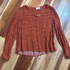 Universal Thread Terracotta Blouse with Button Detail